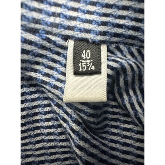 Emporio Armani Blue Black White Check Plaid Long Sleeve Button Shirt 40 15.5 - Picture 3 of 6